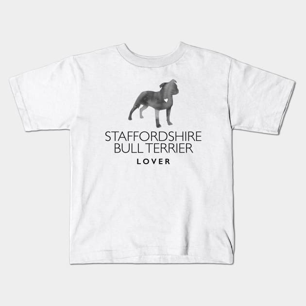 Staffordshire Bull Terrier Lover Gift - Ink Effect Silhouette Kids T-Shirt by Elsie Bee Designs